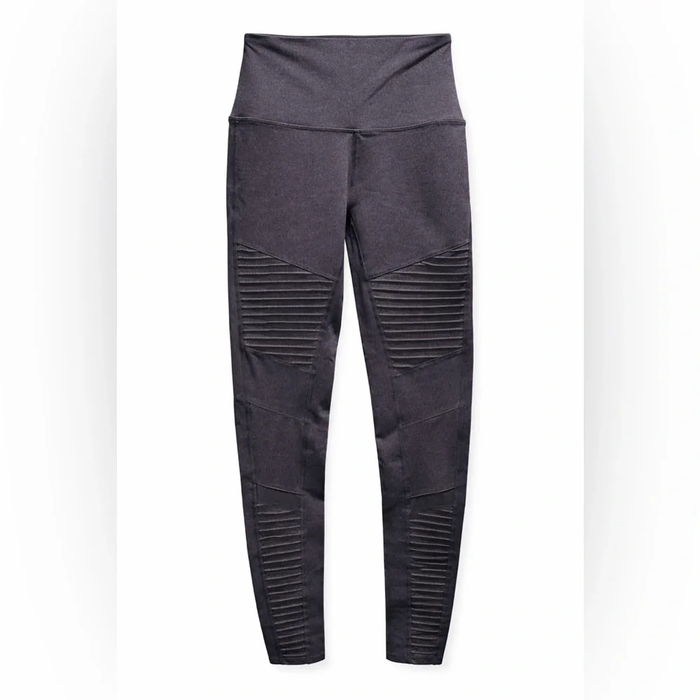 Alo Yoga Moto Leggings High Waist Ribbed Panel-Size Medium - Picture 1 of 9